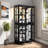 Antique Display Cabinet With 4 Glass Doors, Adjustable Shelves, Metal Embossed Handles And Integrated Lighting-127783800