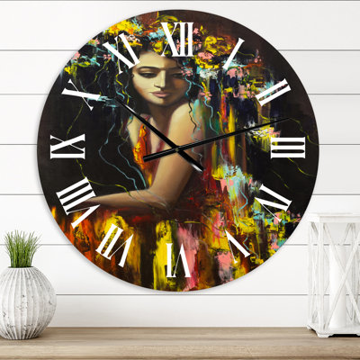 Portrait moderne d'une jeune femme - horloge murale moderne