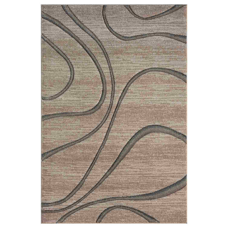 Tapis d'intérieur en polypropylène doux sculpté à la main Abtsract, Rectangle 7 pi 11 po x 10 pi 10 po