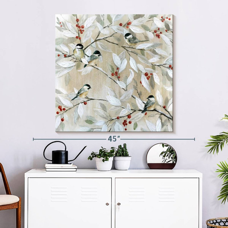 Brampt Winter Chickadees, 33" H x 33" W