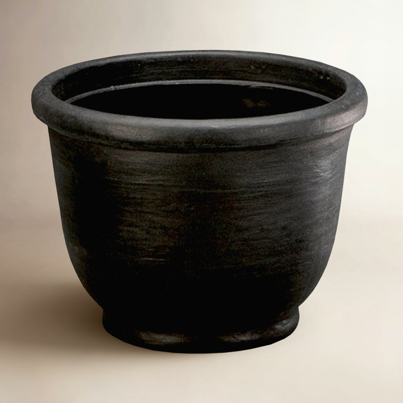 Resin Pot Planter, Caviar Black, 11" H x 13.75" W x 13.75" D