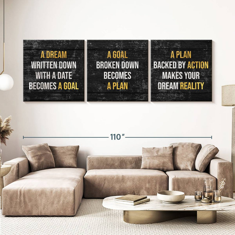 3 Piece Art Textual Art, 36" H x 110" W