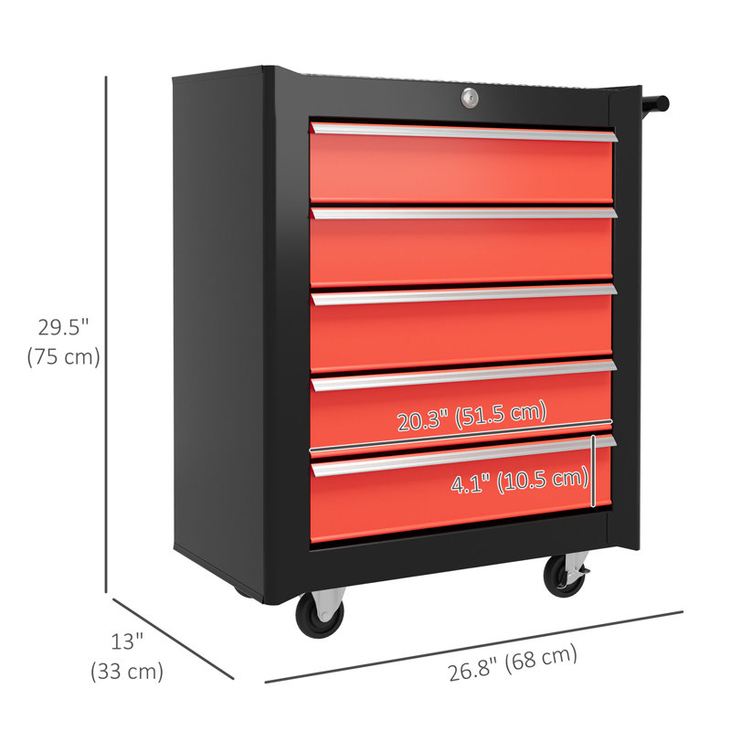 Armoire de rangement en acier avec coffre à outils 5 tiroirs