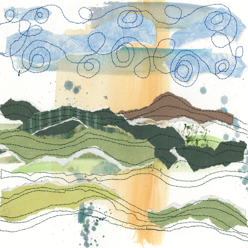 Stitched Landscape II, H 36 po x l 36 po