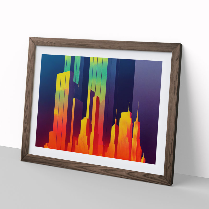 Spellbinding Skyscraper Skyline Abstract - Framed Print, Walnut Framed, 25cm H x 34cm W x 2cm D
