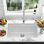 Évier de cuisine encastré en quartz blanc de 71 cm (28 po), cuve unique en composite de granit avec planche à découper, égouttoir enroulable, panier-filtre et grille de fond, profondeur de 23 cm (9 po), pour meuble de 79 cm (31 po).