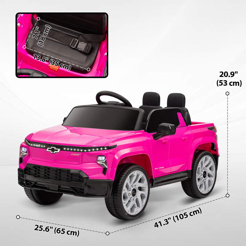QAB 12V Kids Ride on Truck, voiture électrique homologuée RST avec télécommande parentale, rangement arrière, suspension à ressort, démarrage en douceur, roues auxiliaires, lumières DEL, musique, MP3, noir