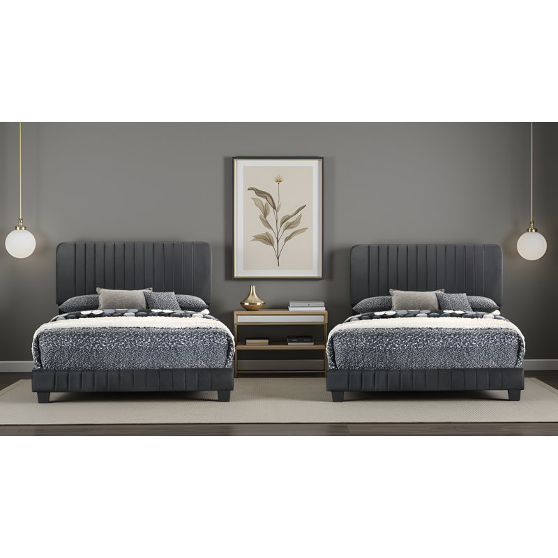 Ensemble de 2 lits en velours Valletta, Double, Noir
