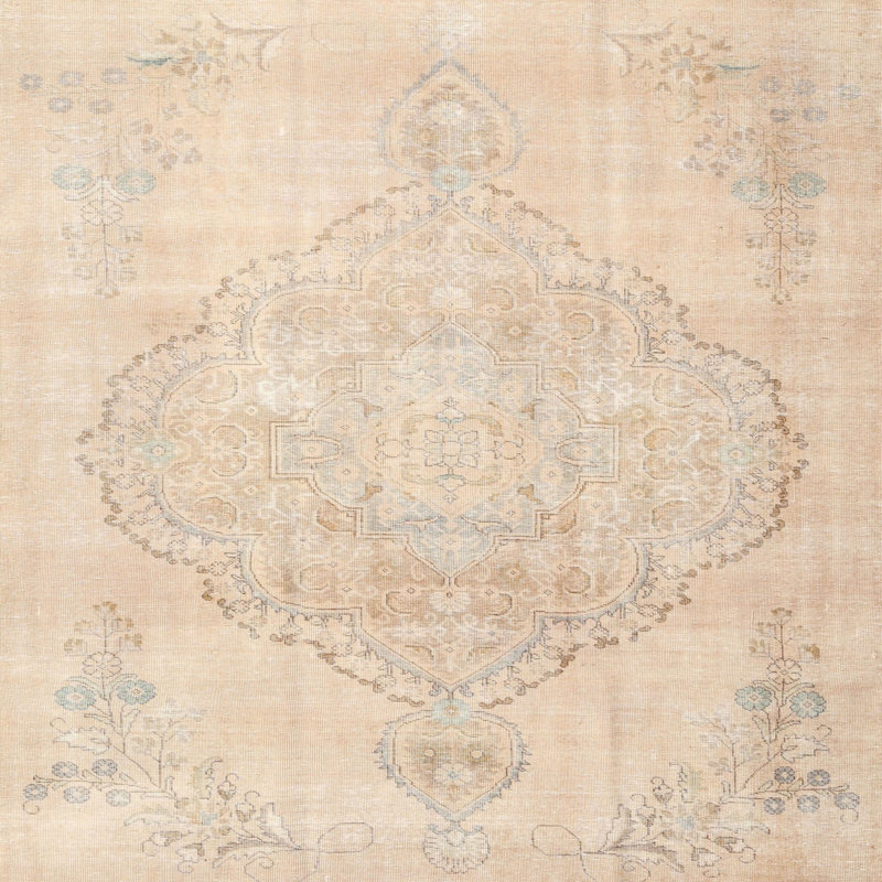 Tapis orange traditionnel/crème/beige Drumahaman, Carré 4 pi