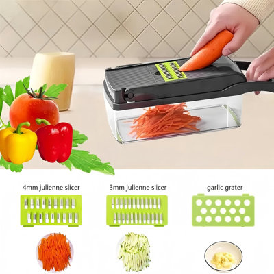 Hachoir à légumes 16 en 1, mandoline, coupe-légumes avec éplucheur, ustensile de cuisine multifonctionnel pour la préparation des fruits et des salades