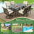 7-piece Outdoor Dining Set, 4 Dining Chairs & 2 Swivel Chairs With Cushions & Rectangular Metal Dining Table With Umbrella Hole, 6 - Person Rectangular Outdoor Dining Set With Cushions, Patio Furniture Set For Porch, Garden, Backyard, Deck, Black