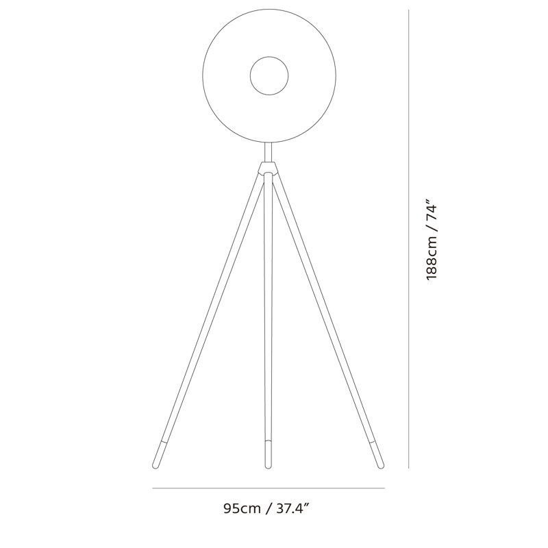 Apollo 74'' Floor Lamp, Black/Beech Wood