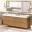 Meuble-lavabo double 59,3 po avec plateau SMC, armoire en panneau de fibres à densité moyenne peint, tiroirs à fermeture en douceur, meuble-lavabo mural moderne