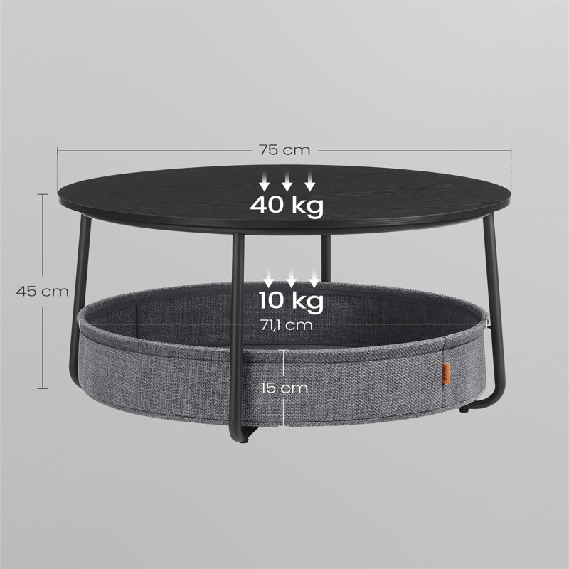 Romily Coffee Table with Storage, Black