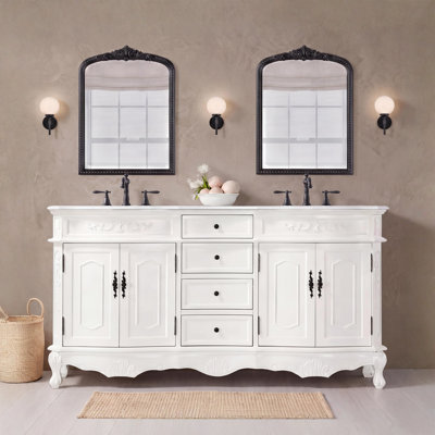 66 inch Double Bathroom Vanity in Antique white