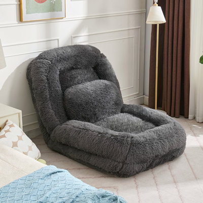Lit pour homme et chien, canapé relax, convertible et réglable en 5 positions, fauteuil de jeu au sol, chambre, salon, idéal pour le jeu, la méditation et la détente, tissu en peluche, orange