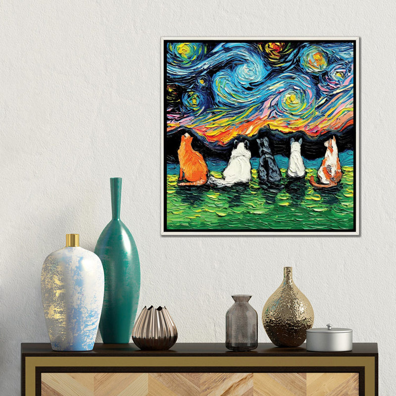 " Starry Cats " by Aja Trier, Wrapped Canvas, 18" H x 18" W x 1.5" D