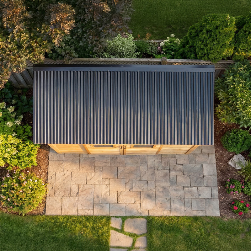 12 ft. W x 4 ft. D Sliding Door Cedar Wood Storage Shed with Metal Roof