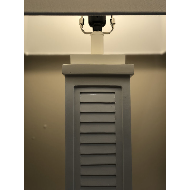 Shutter 32” Resin Bright White Shutter Lamp with USB, (Set of 2), White