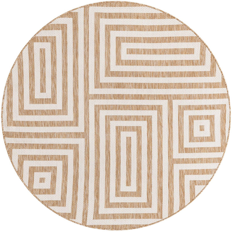 Tapis contemporain de style taupe Bello, Rond 6 pi 1 po