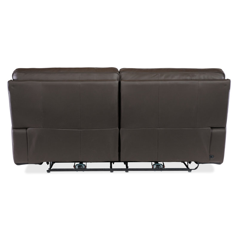 Oslo Mountain Brown Leather Reclining Sofa with Pillow-top Arms