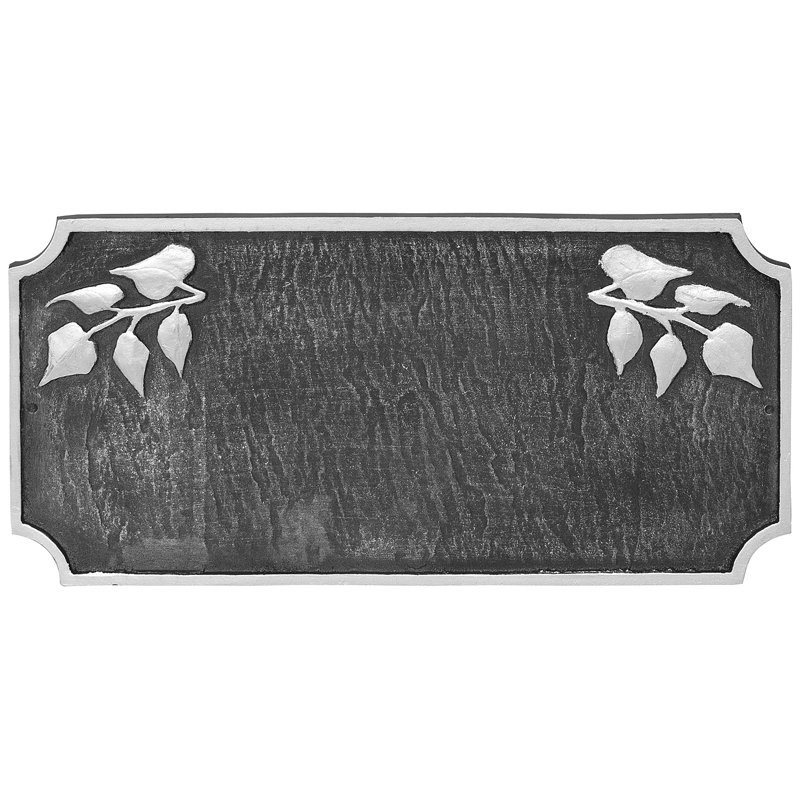 Camden Ivy 2-Line Wall Address Plaque, Swedish Iron/Silver, Yes