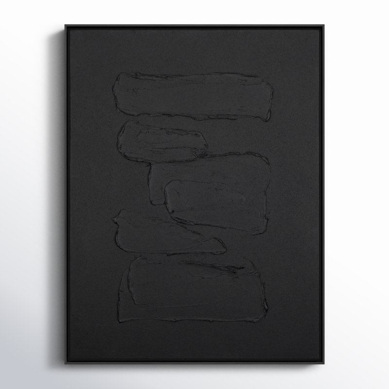Peinture abstraite Adriana, Noir, noir, noir, noir, H 32 po x l 25 po