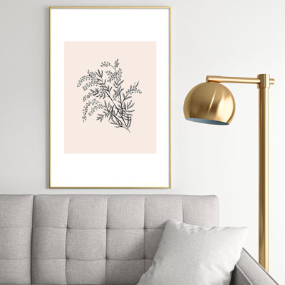 Anis Illustration Minimal Acacia Branch, reproduction d'art encadrée