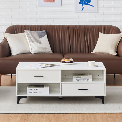 Coffee Table, 110X60x45cm Livingroom Table, Sofa Table With 4 Drawers, Table In Matt Finish