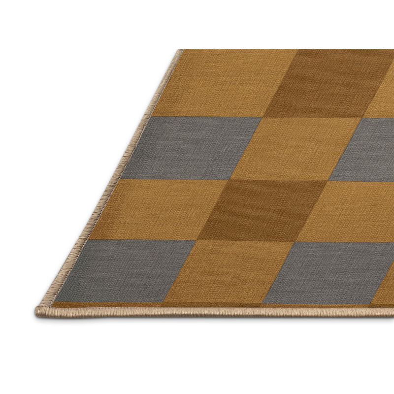 Tapis brun à carreaux lavable à la machine, Rectangle 4 pi x 6 pi