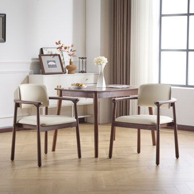 Ensemble de 2 chaises de salle à manger, structure en bois d'hévéa robuste, siège en mousse de polyuréthane confortable, idéal pour la maison et la cuisine