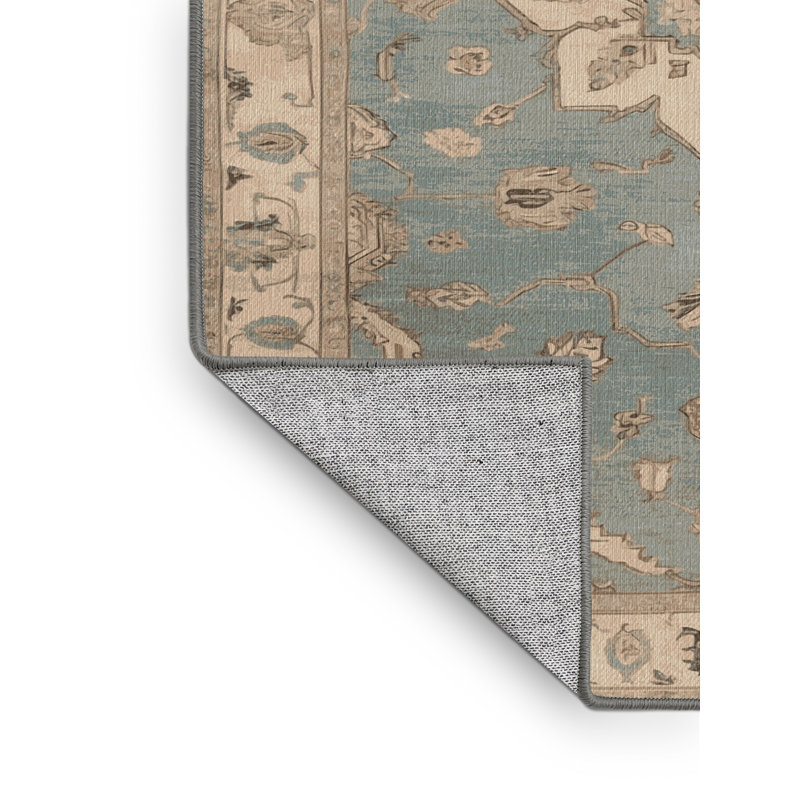 Tapis gris Tabriz lavable à la machine, Rectangle de 5 pi x 8 pi