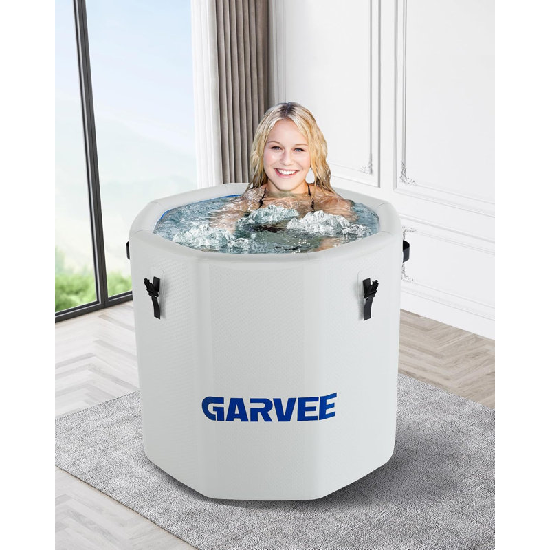 XXL Ice Bath Tub for Athletes, Compatible with Water Chillers, 186-Gallon Inflatable Cold Plunge Tub with Insulated Lid, Portable for Outdoor & Indoor Recovery