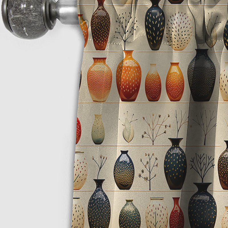 Motifs de poterie Boho - Rideau abstrait Boho - Rideau occultant abstrait - 1 panneau, L 52 po x L 84 po