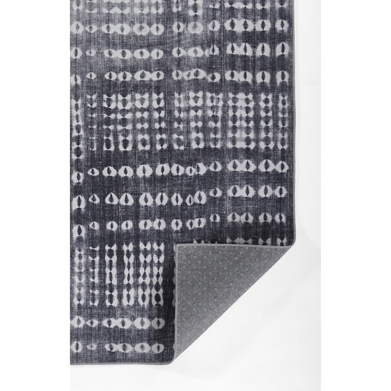 Charcoal Flat Woven Synthetic Area Rug 5' x 7'