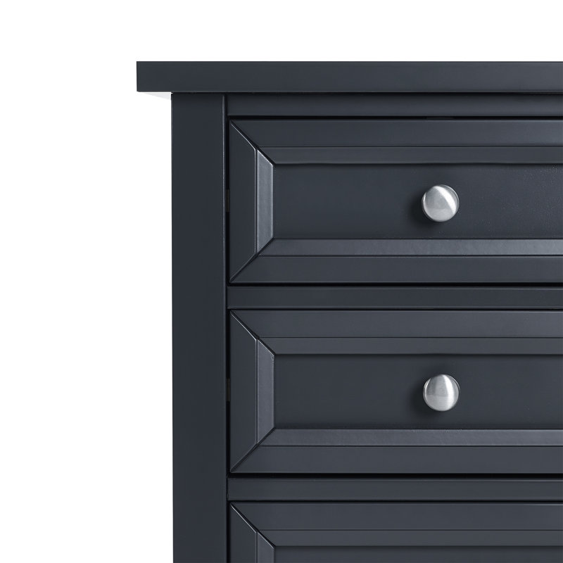 Jarin 48cm W Manufactured Wood Bedside Table, Anthracite Lacquered