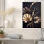 Feuilles métalliques dorées et bronze sur fond sombre, tableau sur toile-714081347