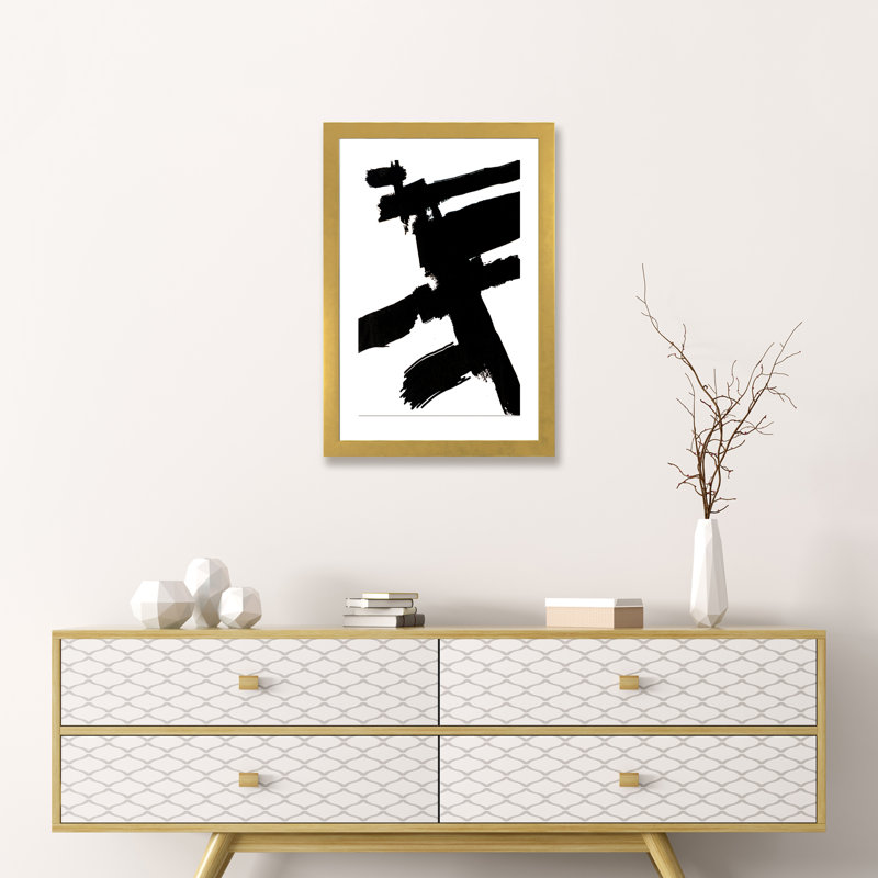 « abstract esquisse vii » par laura mae porte-reproduction d’art, H 32 po x l 24 po x P 1 po, Papier encadré doré