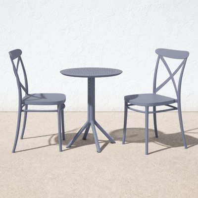 Farrah 23.6" W Round 2-Person Plastic Patio Bistro Set with Foldable Table