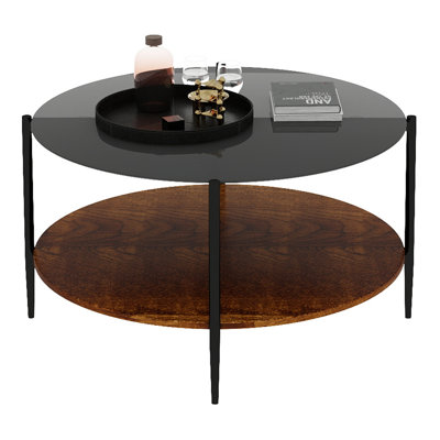 Mid-Century Modern Coffee Table with Glass Top