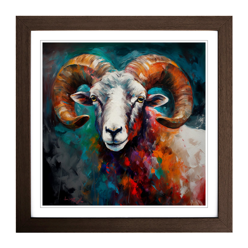 Ram Sheep Palette Knife - Framed Print, Walnut