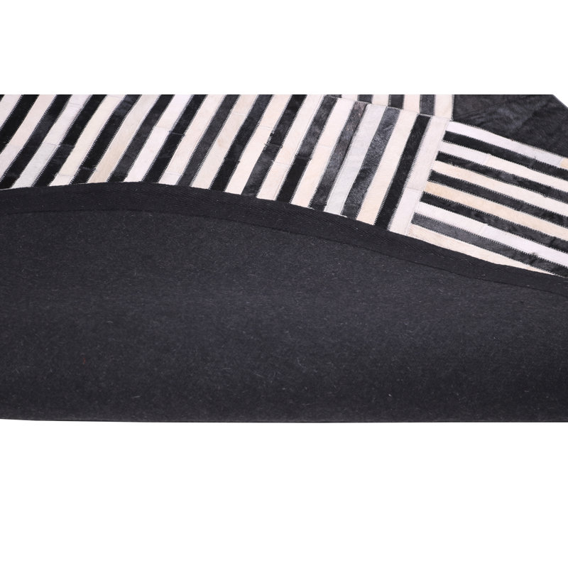 Tapis géométrique rond noir et blanc Patchwork - PCH354, Rond 10pi