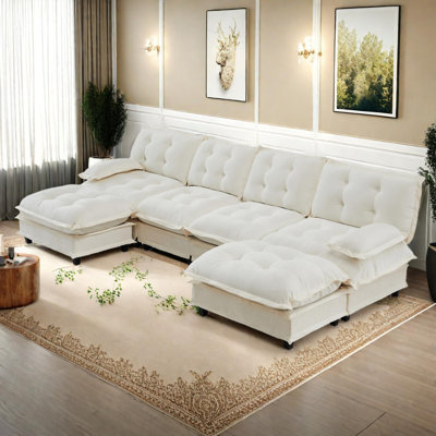 Modern U-Shaped Modular Sectional Sofa with 4 Seats & 2 Ottomans