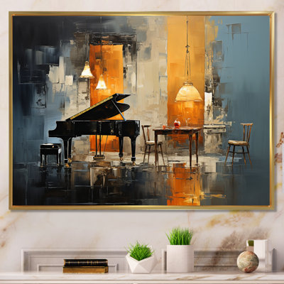 «Yellow and Blue Piano Jazz Room Harmony I», art mural musique Jazz