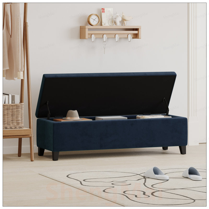 Banc de rangement pour repose-pieds d'intérieur avec compartiment caché, 51,25 po L, siège d'entrée rembourré, capacité de 300 lb pour le salon et la chambre à coucher