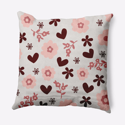 Housse et insert de coussin décoratif décoratif Flowery Love Valentines