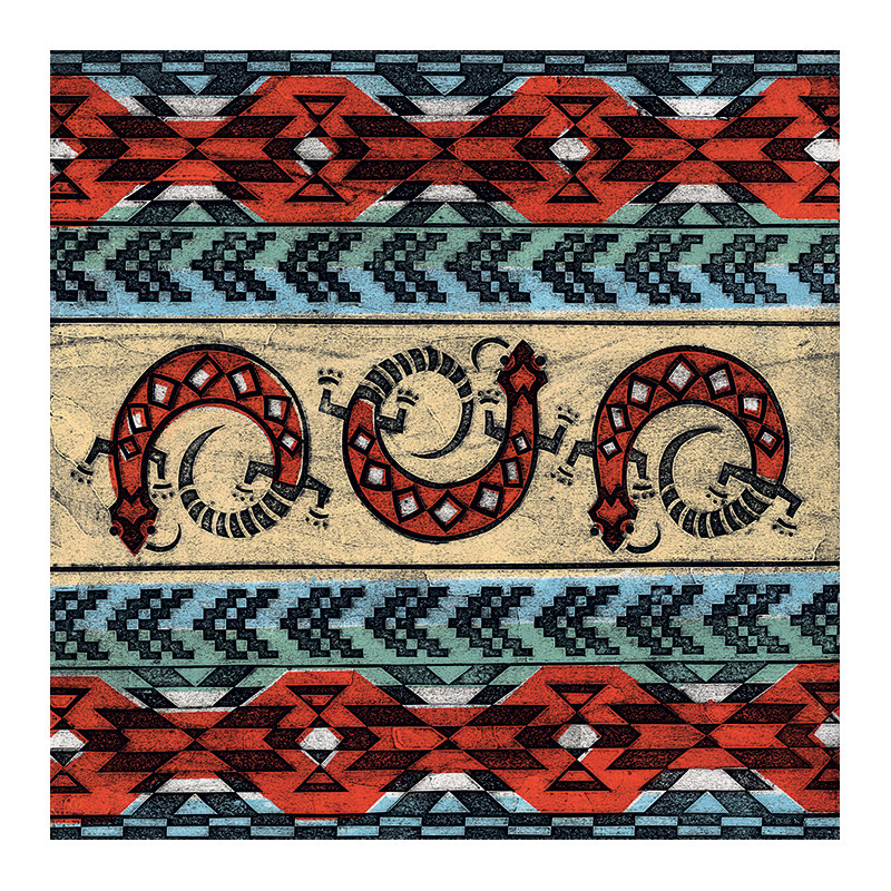 Tribal Lizards - Print on Canvas, Paper, 40cm W x 40cm H