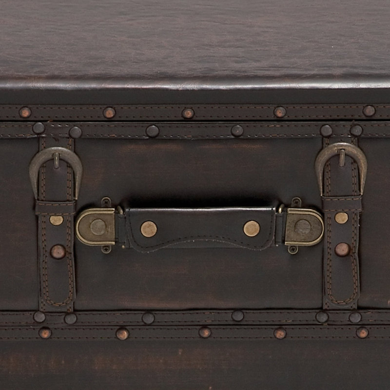 Vintage Black Faux Leather End Table with Single Drawer