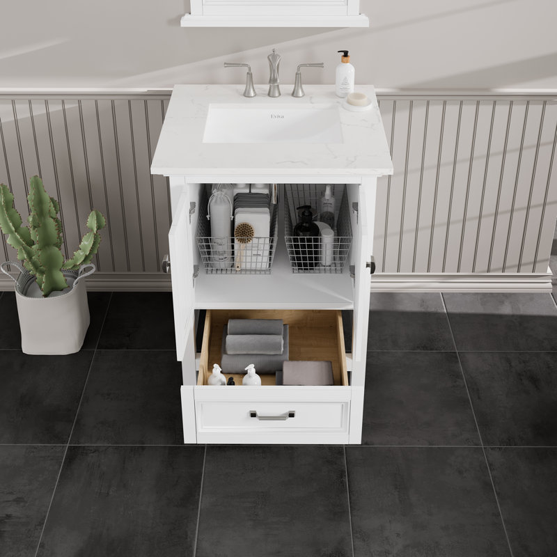 Glebs 24'' Single Bathroom Vanity with Carrara Quartz Top
