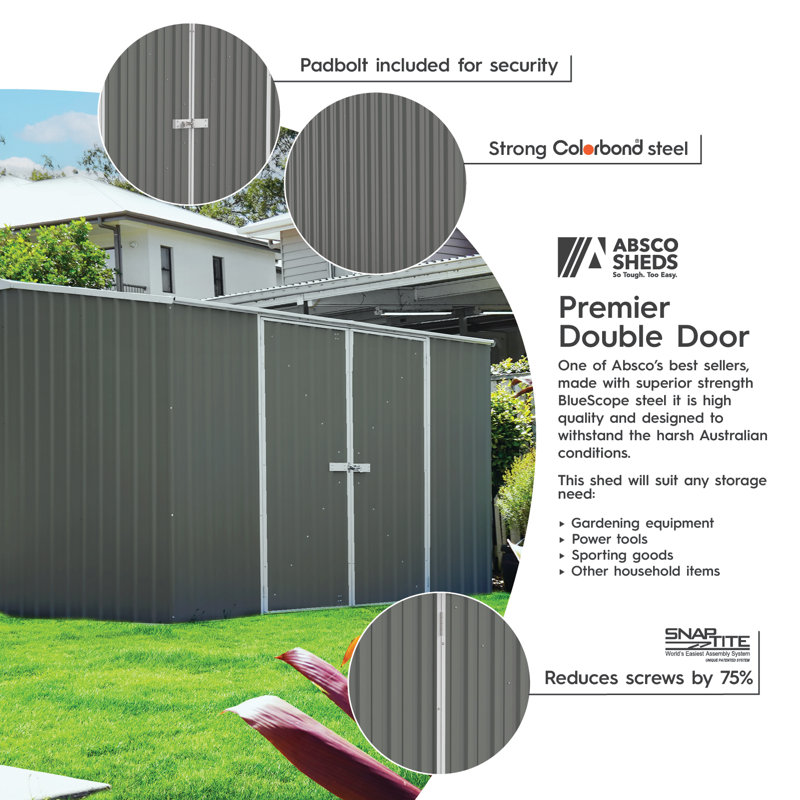 Absco Premier 10' x 10' Gray Galvanized Steel Storage Shed